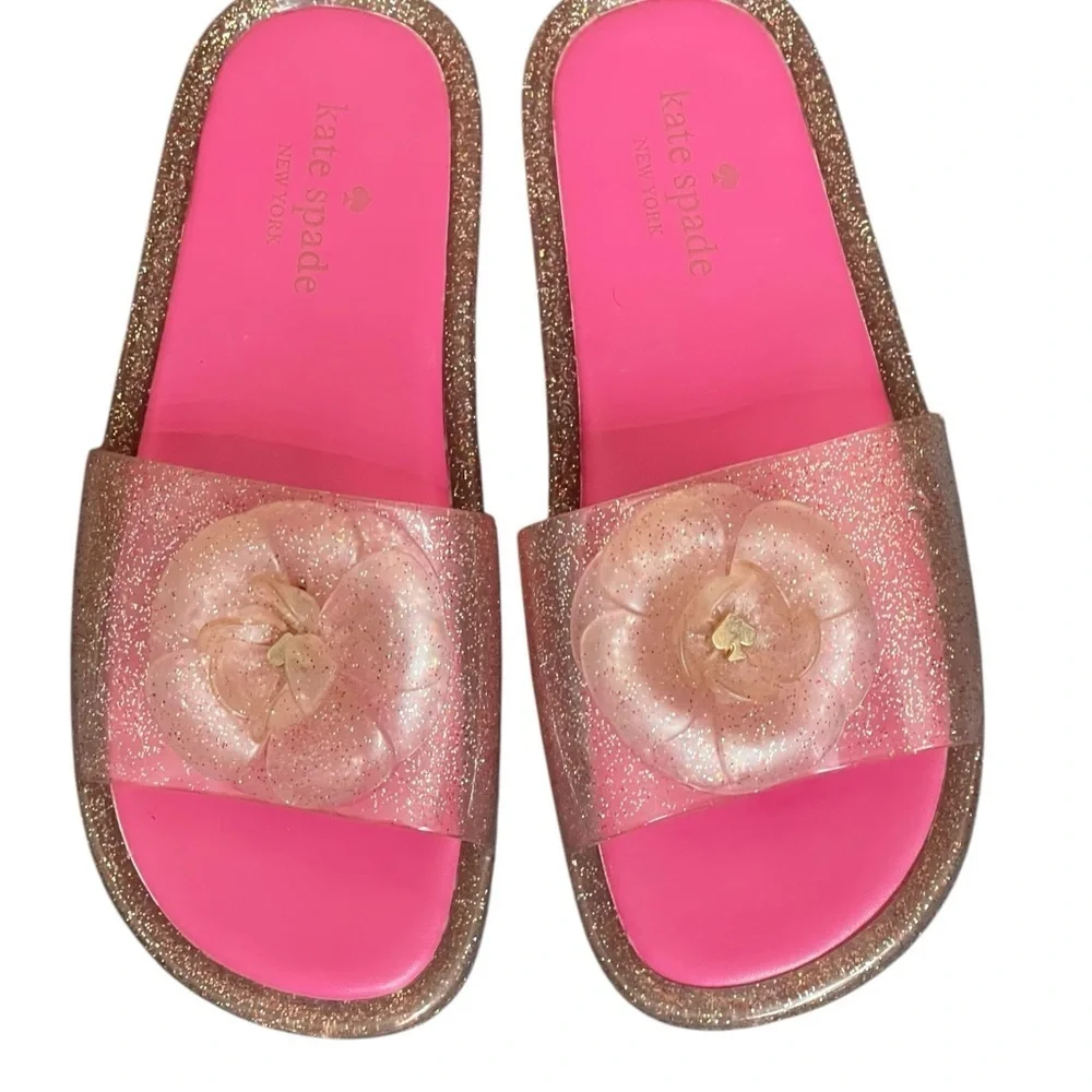 Kate Spade Splash Glitter Rubber Jelly Slip On Sandals Sz 8 Slides Flip Flop